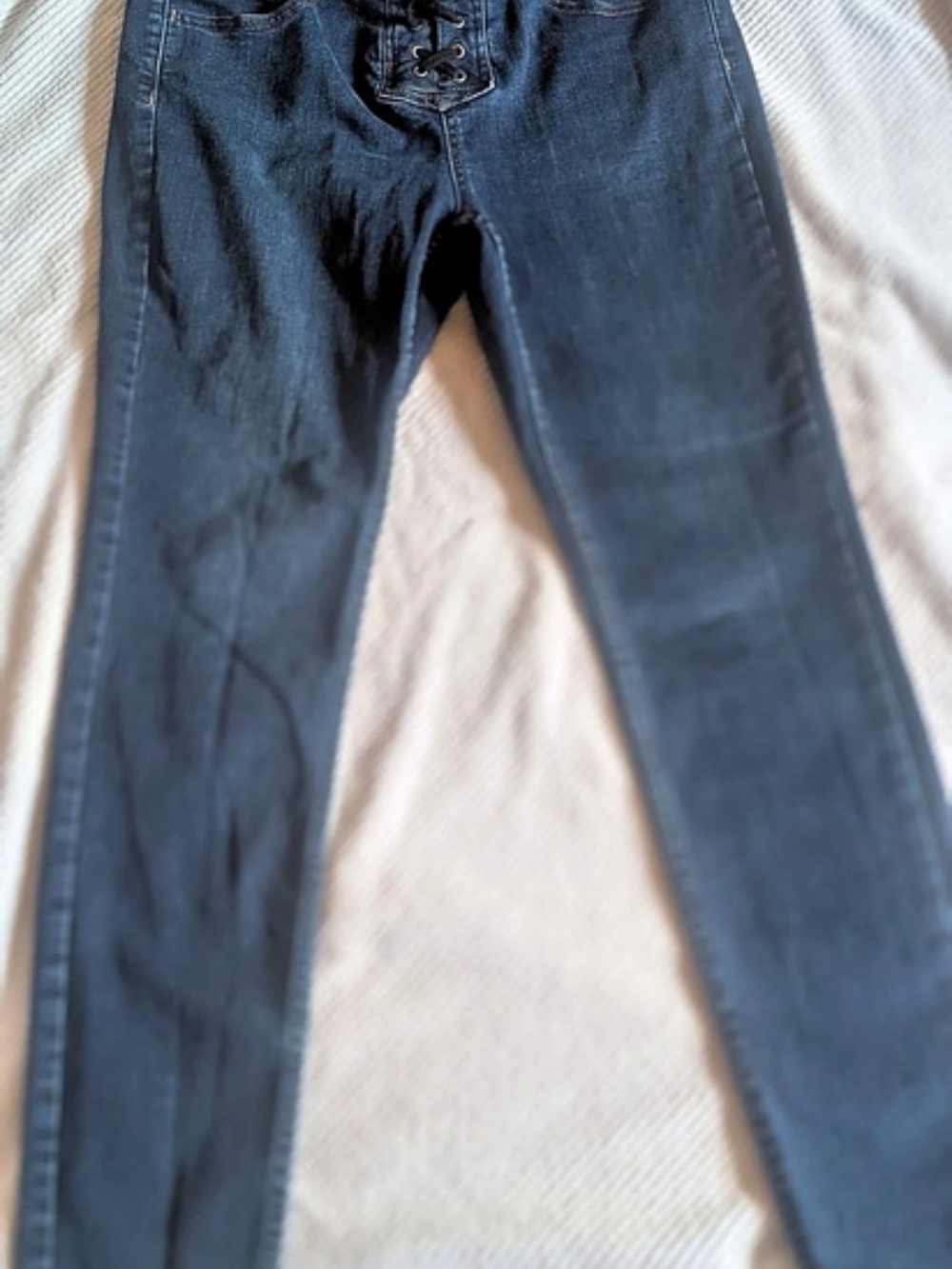 Free People Jeans Womens 29 Blue Lace Up Corset Fly Skinny Stretch Denim
